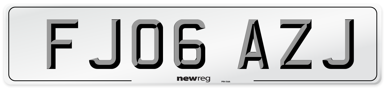 FJ06 AZJ Number Plate from New Reg